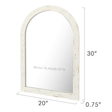 Load image into Gallery viewer, Distressed White Arched Wall Mirror 20"W × 30"L