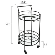 Load image into Gallery viewer, Black Metal and Glass Home Bar Serving Cart