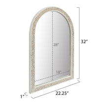 Load image into Gallery viewer, White Arched Wood Wall Mirror with Woven Decoration