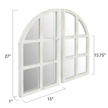 Load image into Gallery viewer, Farmhouse White Arched Window Wall Mirror Set of 2