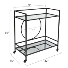 Load image into Gallery viewer, Black Metal and Glass Home Bar Serving Cart