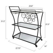 Load image into Gallery viewer, Glass and Metal Home Bar Serving Cart