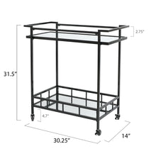 Load image into Gallery viewer, Black Metal and Glass Home Bar Serving Cart