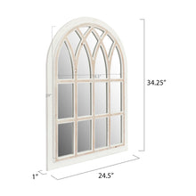 Load image into Gallery viewer, Farmhouse Wash White Arched Windowpane Wall Mirror