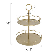 Load image into Gallery viewer, Gold 2 Tiered Decorative Serving Tray With Handle