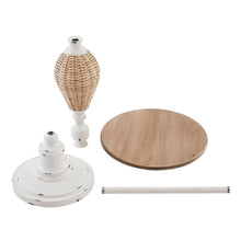 Load image into Gallery viewer, HAWOO White Large Round Wood Rattan Woven Round Accent Table