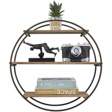 Load image into Gallery viewer, Brown Round 3 Tier Floating Shelves for Wall Decor