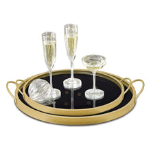 Load image into Gallery viewer, Decorative Black Glass Trays Gold Metal Finish, 2PCS