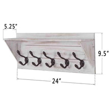 Load image into Gallery viewer, Coat Rack Shelf Wall Mounted 5 Hooks Wooden Rack, Set of 2