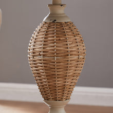 Load image into Gallery viewer, HAWOO White Large Round Wood Rattan Woven Round Accent Table