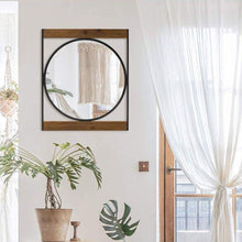 Load image into Gallery viewer, Decorative Round 17" Wall Mirror with Rectangle Wood Frame