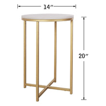 Load image into Gallery viewer, Gold Round Side End Table with Marble Top