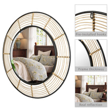 Load image into Gallery viewer, HAWOO 28'' Round Rattan Wall Mirror