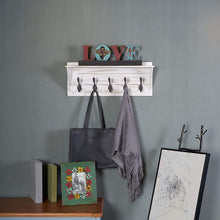 Load image into Gallery viewer, Coat Rack Shelf Wall Mounted 5 Hooks Wooden Rack, Set of 2