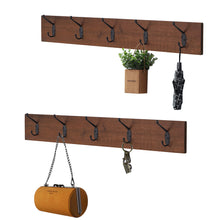 Load image into Gallery viewer, Brown Wall Mounted Coat Rack Hooks