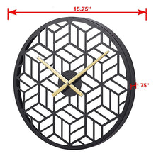 Load image into Gallery viewer, Modern Black Wall Silent Clocks 15.75"