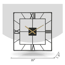 Load image into Gallery viewer, Metal Large Square Hollow Out Wall Clock, 25 Inch