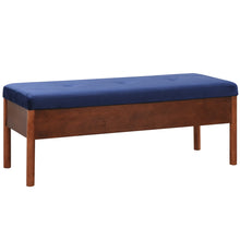 Load image into Gallery viewer, Blue Velvet Upholstered Bench