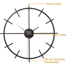 Load image into Gallery viewer, Black 21 Inch Silent Wall Clocks