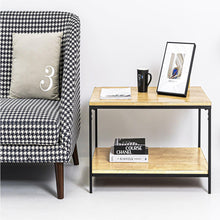 Load image into Gallery viewer, Rustic Rectangle Coffee Table with Storage Shelf, Oak Color