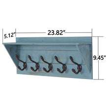 Load image into Gallery viewer, Coat Rack Shelf Wall Mounted 5 Hooks Wooden Rack, Set of 2