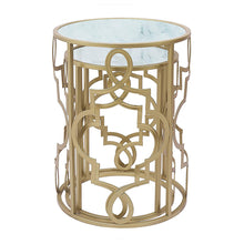 Load image into Gallery viewer, Gold & White Set of 2 Round Small Nesting Side End Coffee Tables