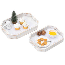 Load image into Gallery viewer, 2PCS Whitewash Wood Serving Trays with Handles