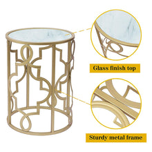 Load image into Gallery viewer, Gold & White Set of 2 Round Small Nesting Side End Coffee Tables