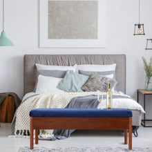 Load image into Gallery viewer, Blue Velvet Upholstered Bench