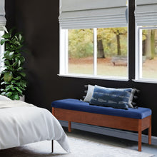 Load image into Gallery viewer, Blue Velvet Upholstered Bench