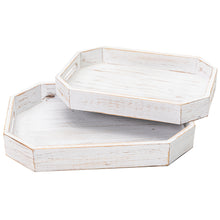 Load image into Gallery viewer, 2PCS Whitewash Wood Serving Trays with Handles