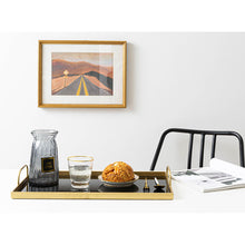 Load image into Gallery viewer, Decorative Black Glass Trays Gold Metal Finish, 2PCS