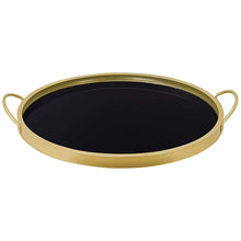 Load image into Gallery viewer, Decorative Black Glass Trays Gold Metal Finish, 2PCS