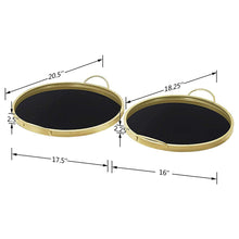 Load image into Gallery viewer, Decorative Black Glass Trays Gold Metal Finish, 2PCS
