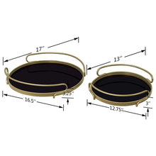 Load image into Gallery viewer, Decorative Black Glass Trays Gold Metal Finish, 2PCS