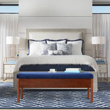 Load image into Gallery viewer, Blue Velvet Upholstered Bench