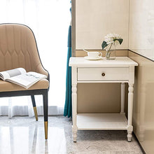 Load image into Gallery viewer, Rustic 1-Drawer Nightstand, Dark Brown/White