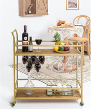 Load image into Gallery viewer, Gold Bar Cart for Home with 2 Shelves