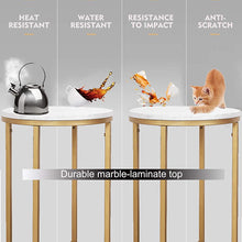 Load image into Gallery viewer, Gold Round Side End Table with Marble Top