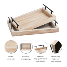 Load image into Gallery viewer, 2PCS Wooden Serving Food Trays