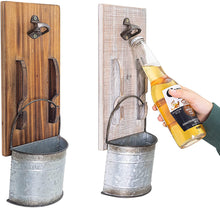 Load image into Gallery viewer, 2pcs Beer Bottle Opener Wall Mounted with Cap Catcher for Beer Lovers Kitchen Entryway Living Room Home Decor, Brown & Whitewashed