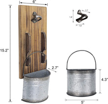 Load image into Gallery viewer, 2pcs Beer Bottle Opener Wall Mounted with Cap Catcher for Beer Lovers Kitchen Entryway Living Room Home Decor, Brown & Whitewashed