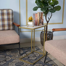 Load image into Gallery viewer, Gold Marble Sofa Laptop C Shaped Couch Side Table