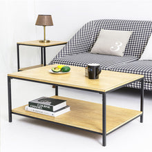 Load image into Gallery viewer, Rustic Rectangle Coffee Table with Storage Shelf, Oak Color