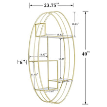 Load image into Gallery viewer, 4-Tier Large Oval Gold Shelves for Wall, 23.75" L x 6''W x 40"H