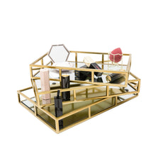 Load image into Gallery viewer, 3 Pcs Nesting Gold Mirror Trays