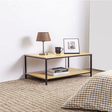 Load image into Gallery viewer, Rustic Rectangle Coffee Table with Storage Shelf, Oak Color