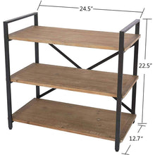 Load image into Gallery viewer, Dark Brown Bookshelf 3 Tier Storage Rack Shelf