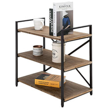 Load image into Gallery viewer, Dark Brown Bookshelf 3 Tier Storage Rack Shelf