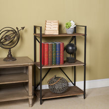 Load image into Gallery viewer, Dark Brown Bookshelf 3 Tier Storage Rack Shelf